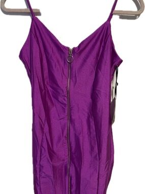 iris Vibrant Purple Midi Dress with Front Zip